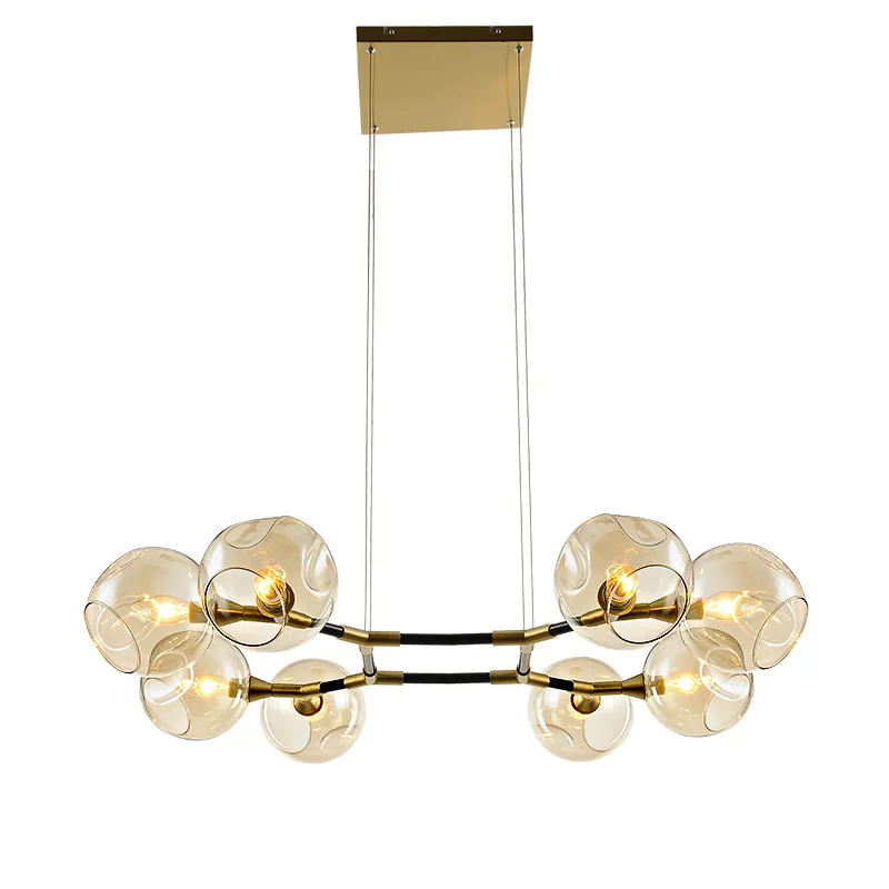 

Golden Post Modern Bedroom Ceiling Light Simple Nordic Chandelier Living Room Dining hall Lamp Personality Creative pellet Glass