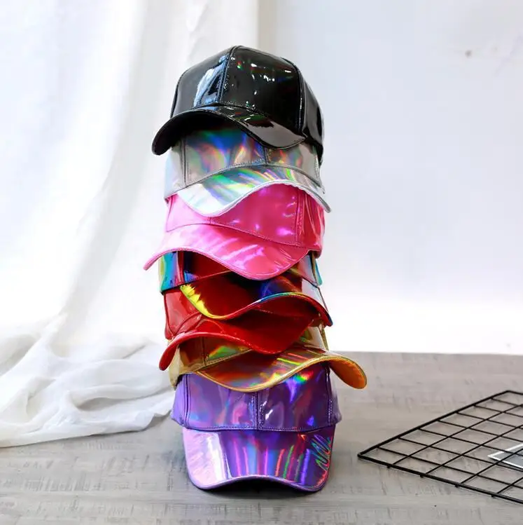 Роскошная модная шляпа из ПУ в стиле хип хоп для бейсбола с изменением цвета