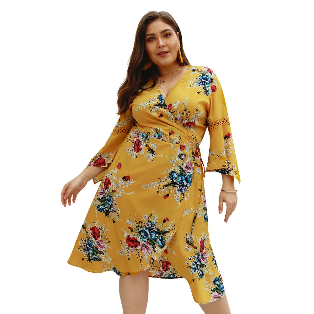 MagicPark женское летнее чайное платье винтажное с рукавами-трубами сексуальное