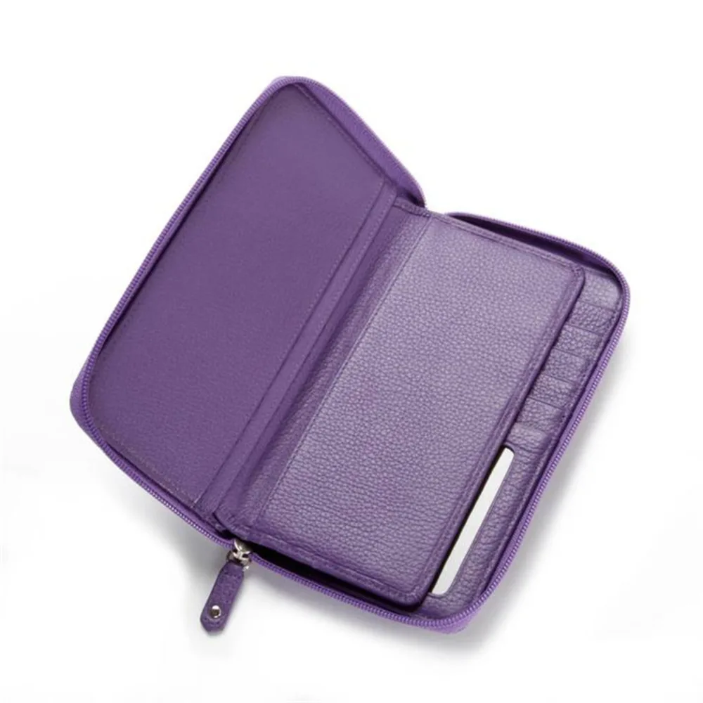 Leather Women's Men's Wallet Cover For The Passport Zipper Package Cowhide Poucht Solid Color Card Purse Holder | Багаж и сумки