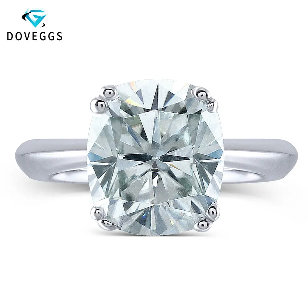 Кольцо DovEggs из стерлингового серебра 925 пробы светло синее 2ct (7х8 мм)|cushion cut