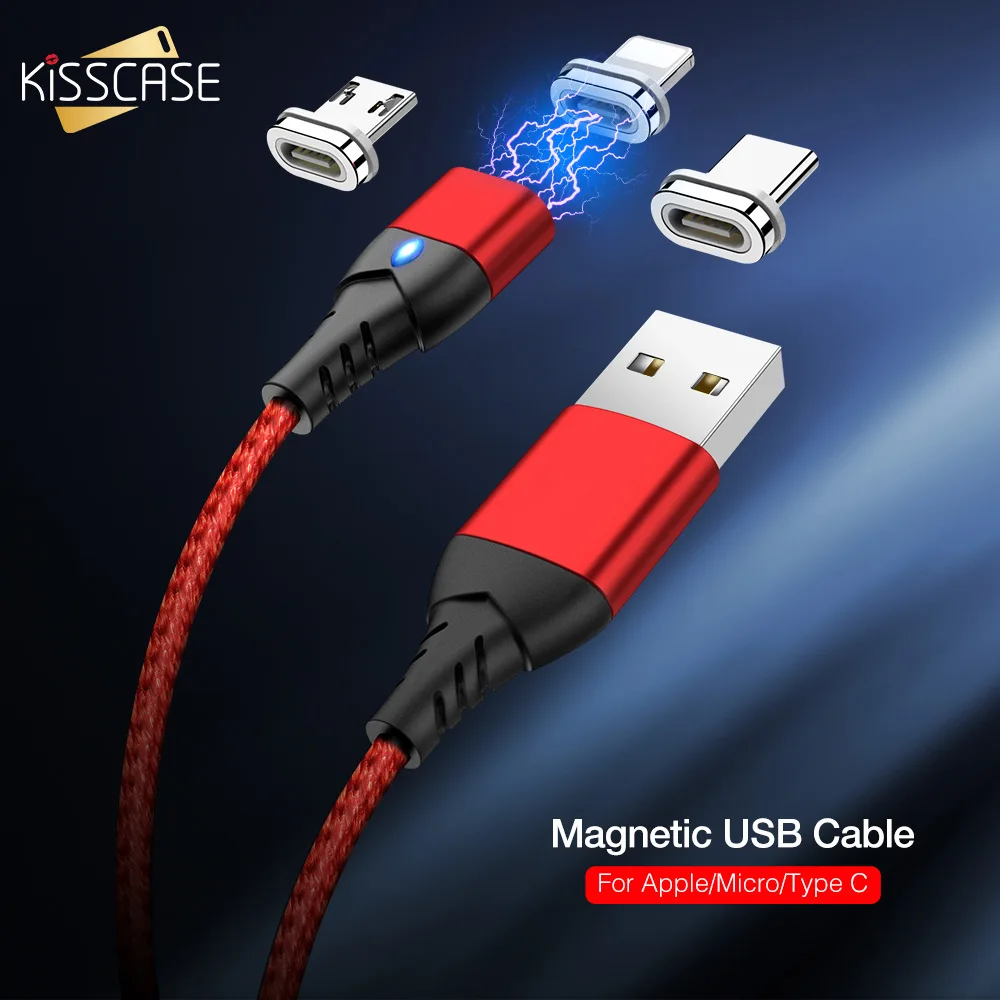 Kisscase Магнитный микро USB кабель 3A Быстрая Зарядка Тип C для iPhone Samsung магнит зарядное