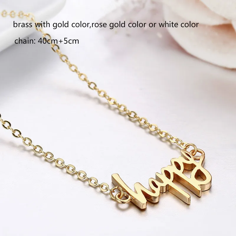 Подвеска с надписью Happy Charm короткое колье чокер для женщин девушек лучших друзей