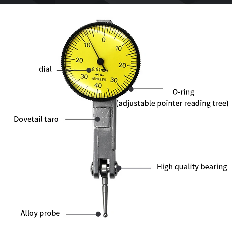 1pc Round Dial Gauge Test Indicator Tool Precision Metric with Dovetail Rails Mount 0-40-0 0.01mm Accurate Measuring Instrument |
