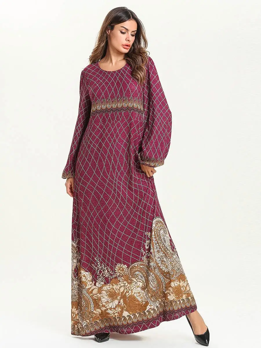 Мусульманское Макси-Платье свободное повседневное женское длинное платье с