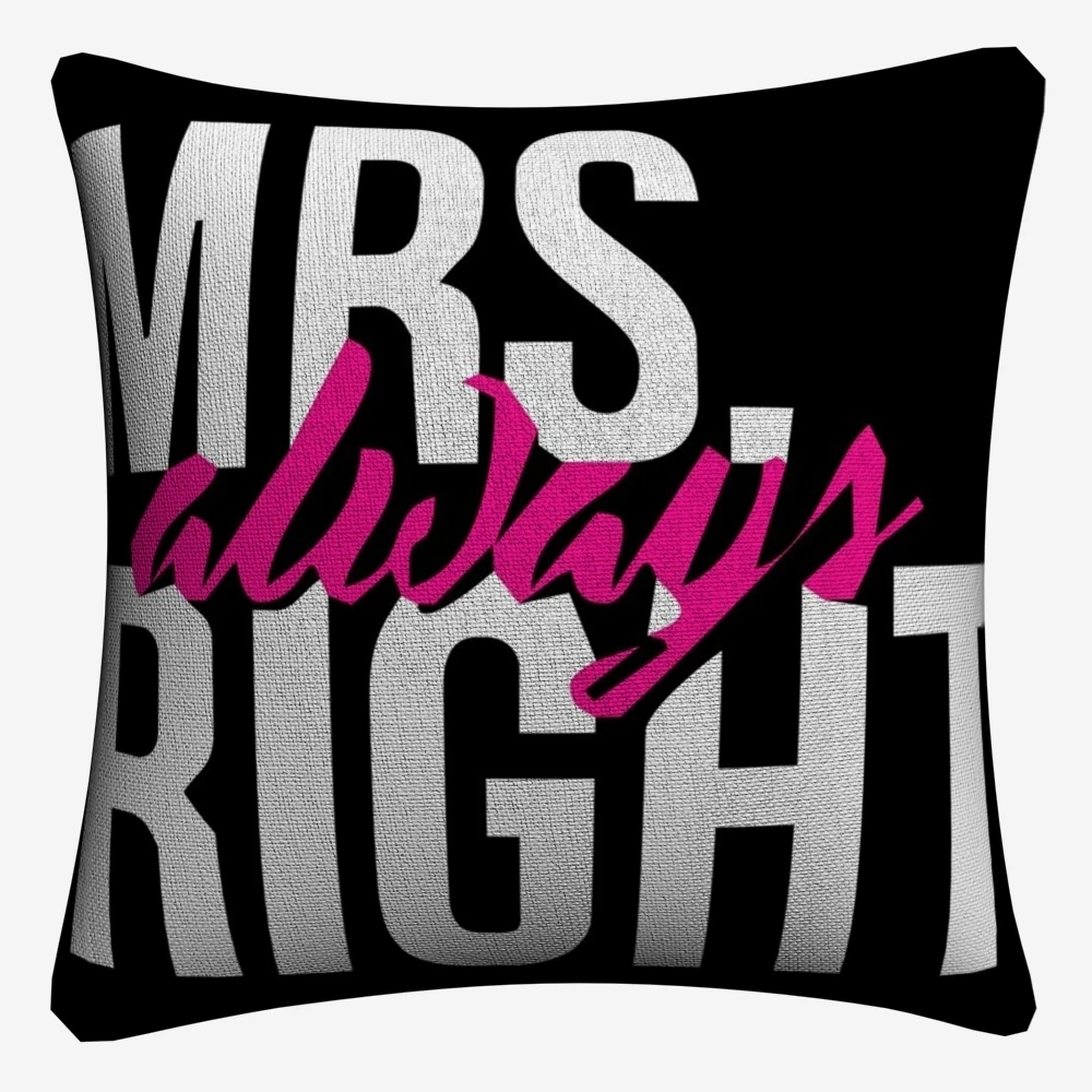 Mr. Right Mrs всегда прав декоративная льняная Наволочка на подушку подушка чехол для
