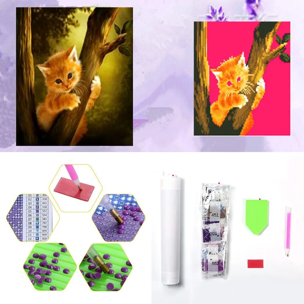 5D DIY Алмазная картина Животные Кошки кристаллы алмазные круглые стразы картины