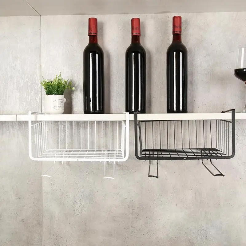 Железный шкаф дверь органайзер корзина висячая под полкой кухонная корзинка для