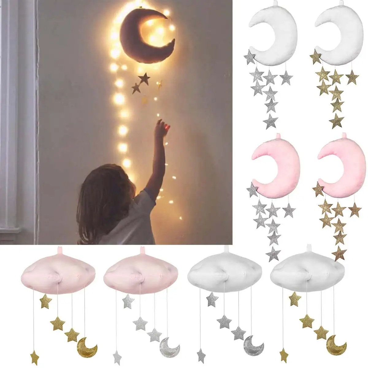 

Домашний Настенный декор, детская кровать, гостиная, звезда, луна, облако, украшения, Детская игровая палатка, реквизит, игрушки, дождь, облак...