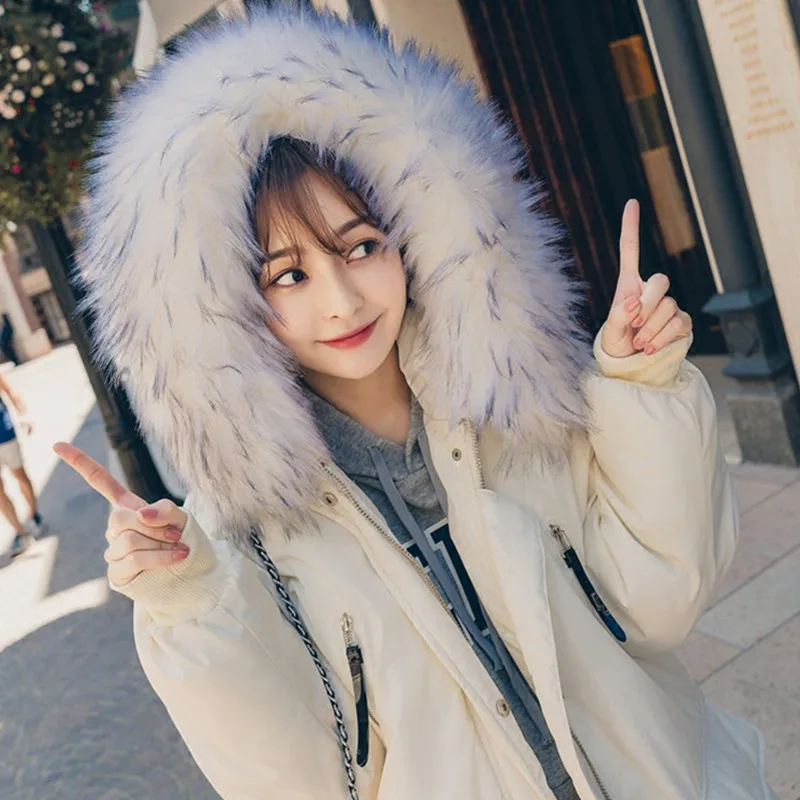 Women Winter Coat Thicken Padded Parkas Hooded 2018 Warm Fox Fur Collar Cotton Long Jacket High Quality Wadded Outerwear PJ307 | Женская