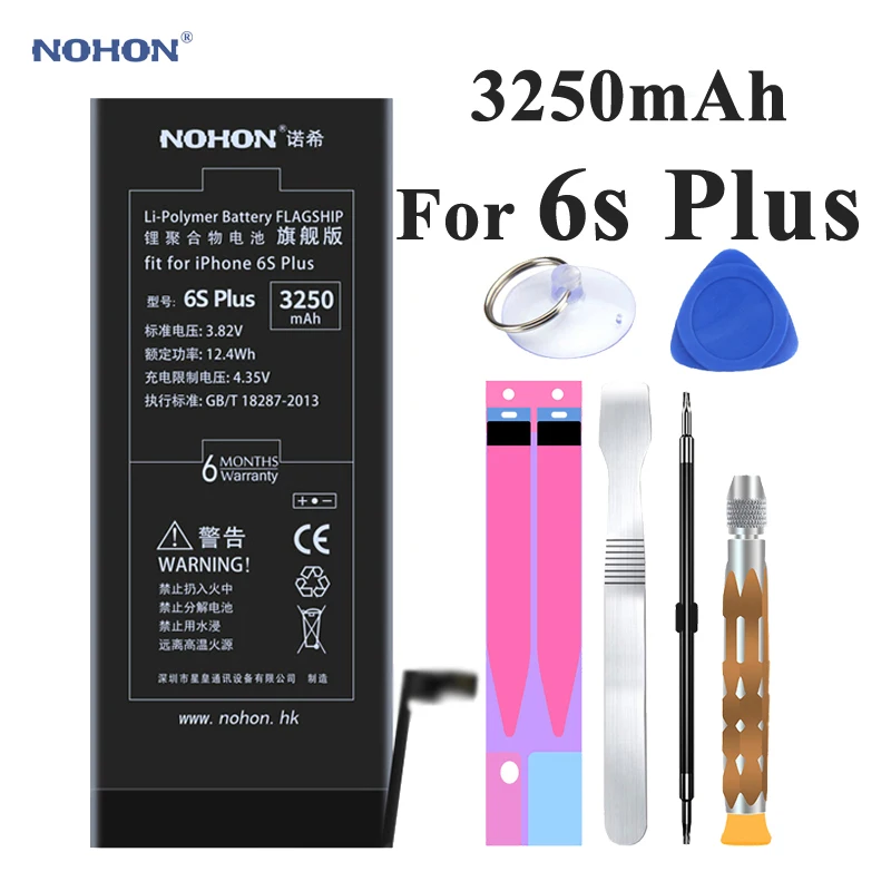 Оригинальный аккумулятор Nohon для Apple iPhone 6s 7 8 Plus X Xr Xs Max 6sPlus 7Plus 8Plus встроенные литий