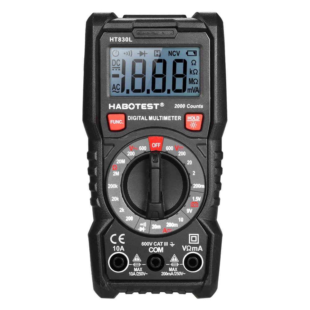 Портативный мультиметр HABOTEST HT830L с жк дисплеем и подсветкой 2000