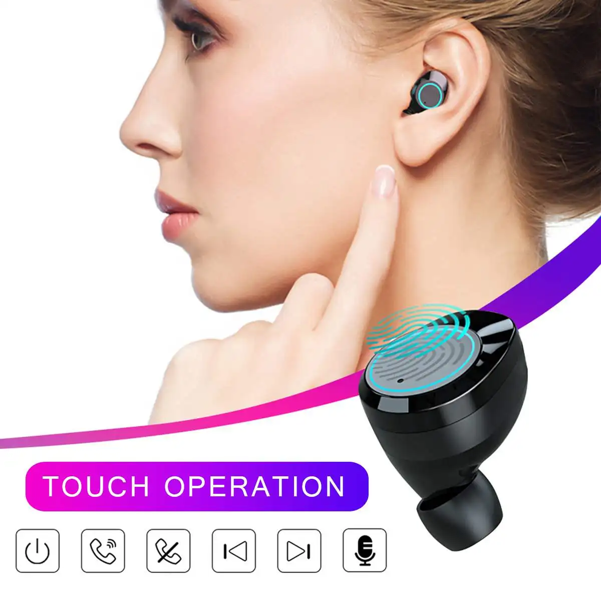 Bluetooth V5.0 TWS Беспроводные наушники с сенсорным управлением CVC8.0 шумоподавление 3000