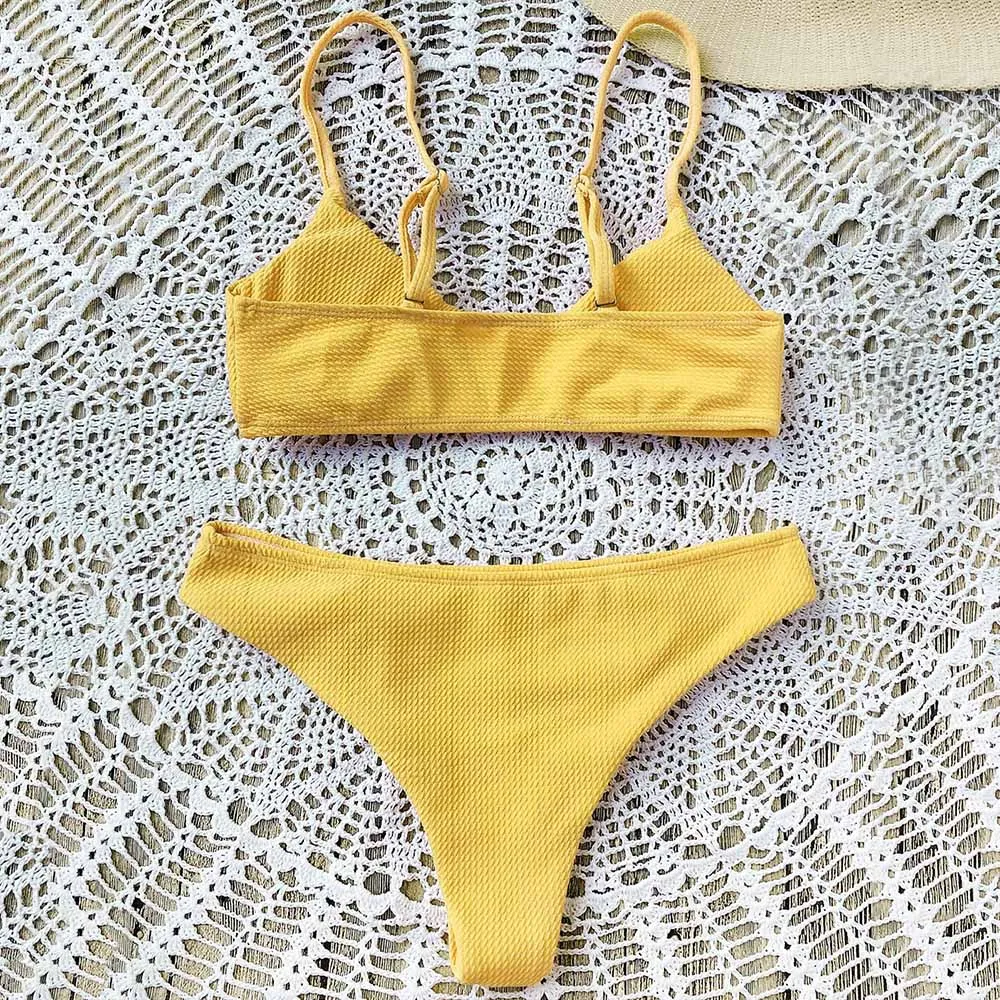 ZAFUL Высокий вырез Набор для бикини Bralette Спагетти-бретели Твердый провод