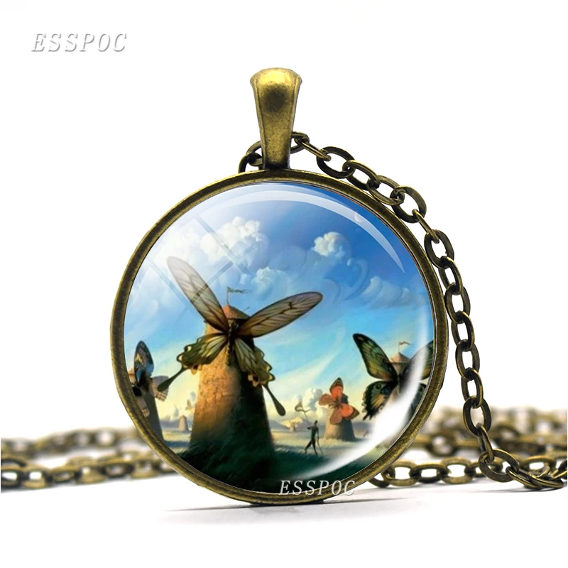 Винтажное стеклянное купольное ожерелье мягкие часы в момент взрыва
