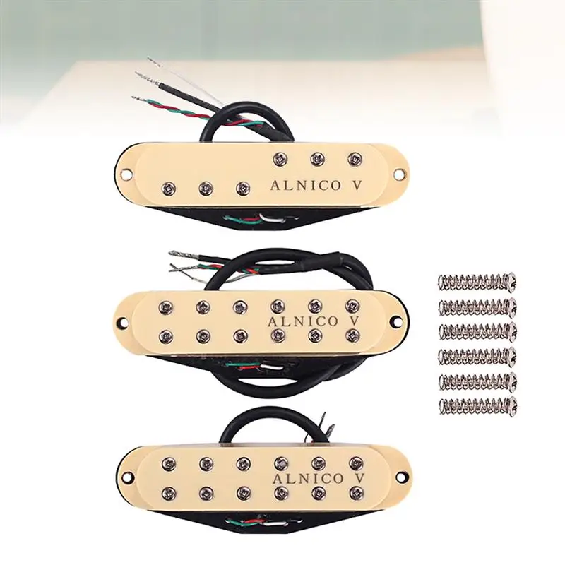 1 комплект гитарный звукосниматель желтый Одиночная катушка Alnico V Шея мост
