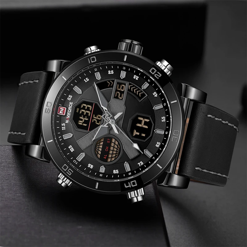 Часы NAVIFORCE мужские армейские спортивные водонепроницаемые светодиодный