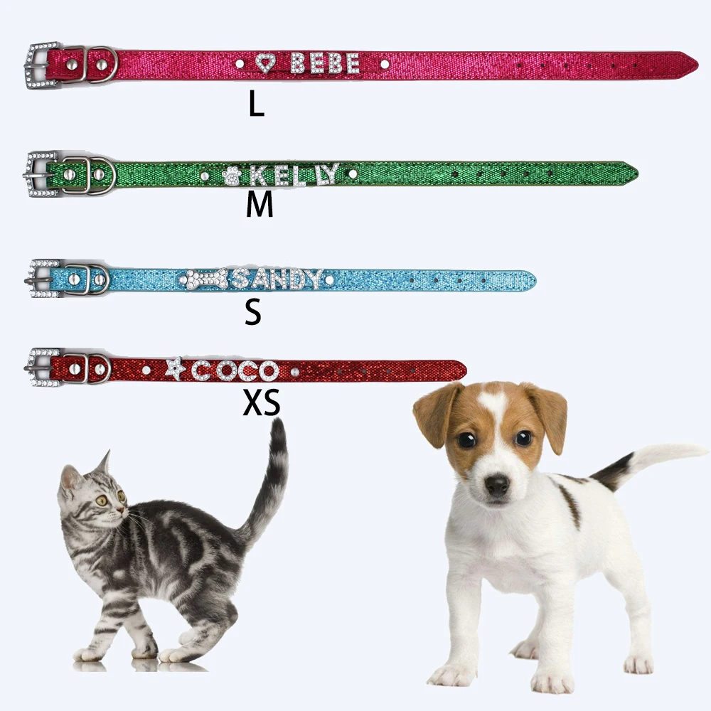 Bling Personalized Pet Dog Collar Rhinestone Customized Free Name Diamond Bucklet XS S M L | Дом и сад