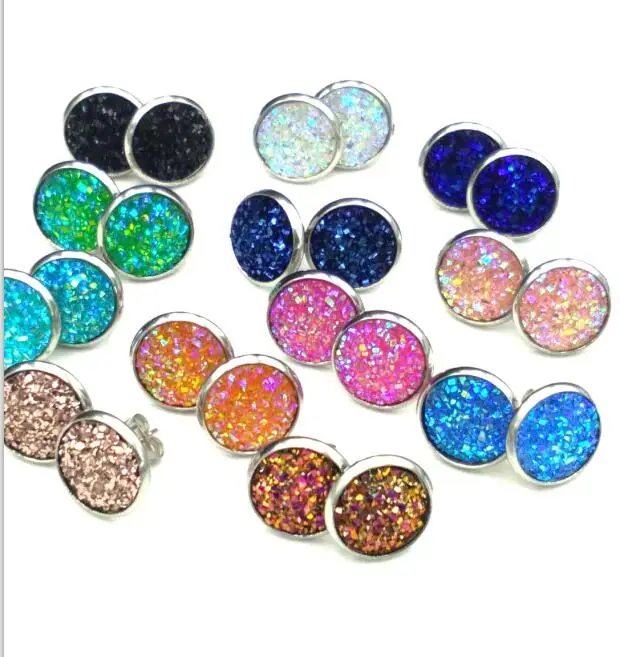 50 пар/лот 8 мм 12 druzy серьги-гвоздики ASOS серьги для детей подростков и девочек