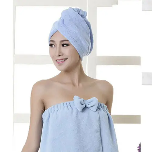 Quicky Dry Magic Microfiber Hair Quick Drying Dryer Towel Bath Wrap Hat Fast Shower Cap Turban | Дом и сад