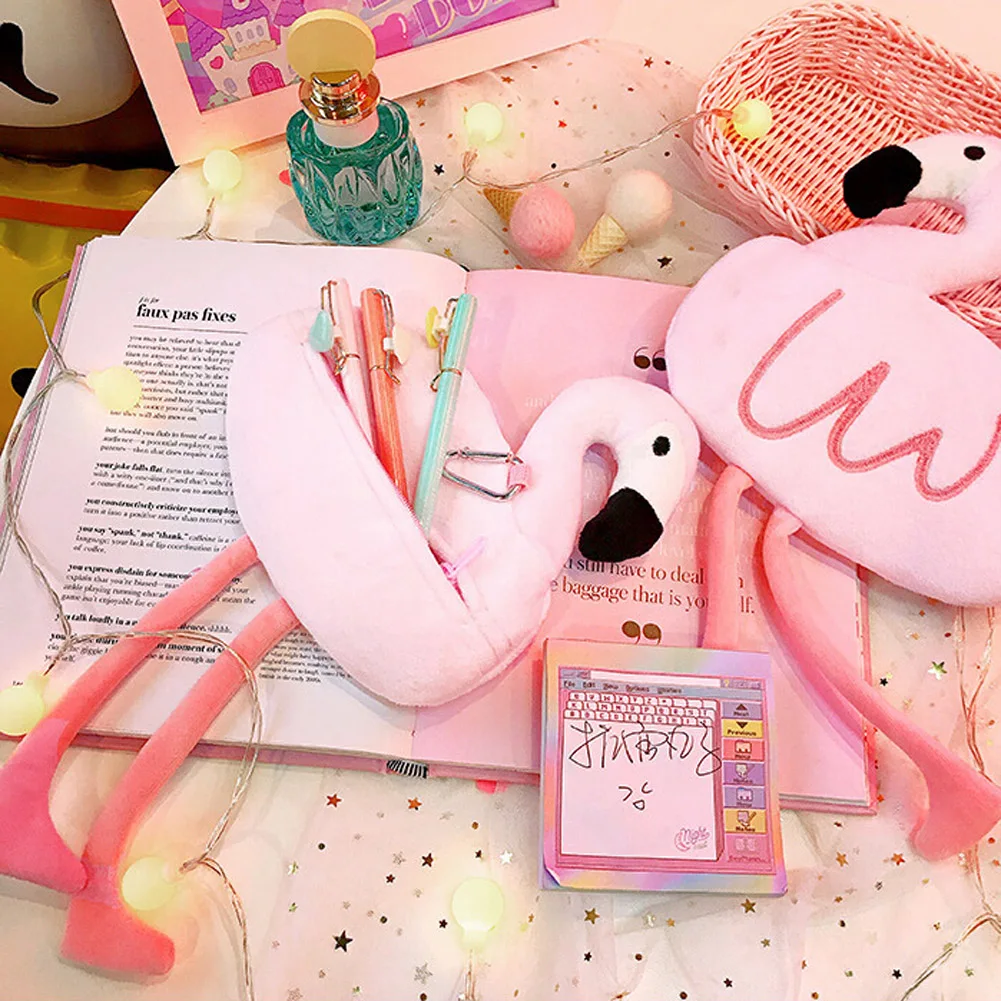 2019 Cute Newest Kawaii Cartoon Plush Flamingo Pencil Case Pen Bag Kids Stationery | Игрушки и хобби