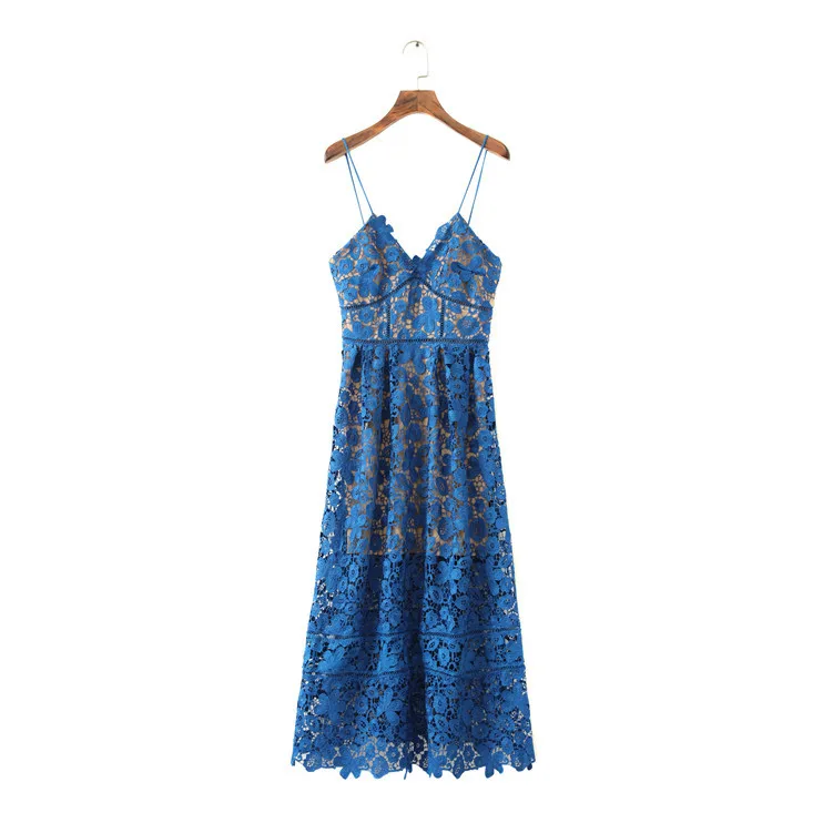 Женское платье Автопортрет 2018 высококачественное красное/синее ажурное