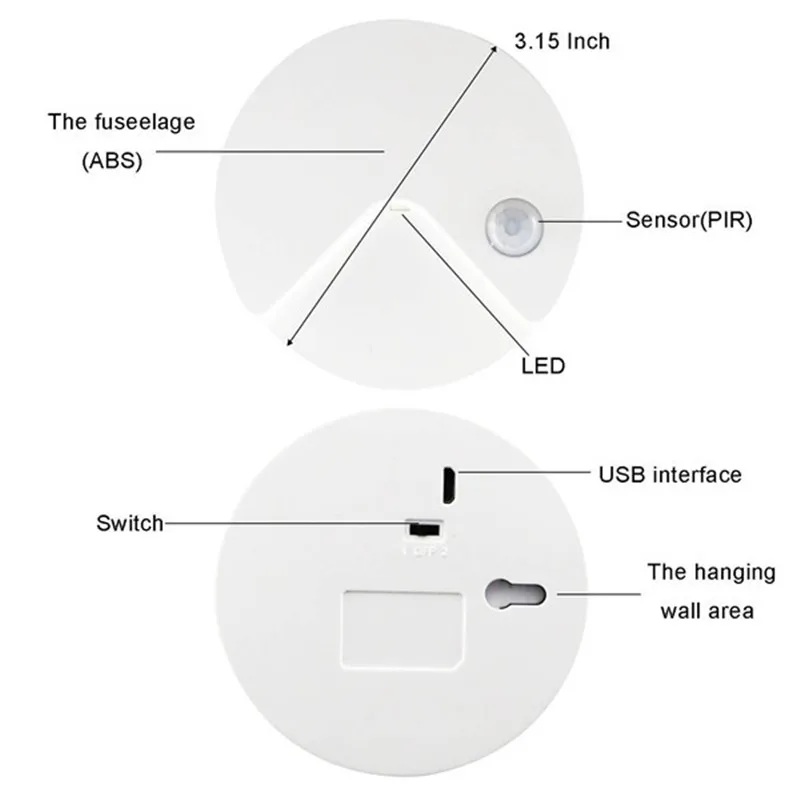 CLAITE USB Перезаряжаемый PIR светильник с датчиком движения светодиодный ночник