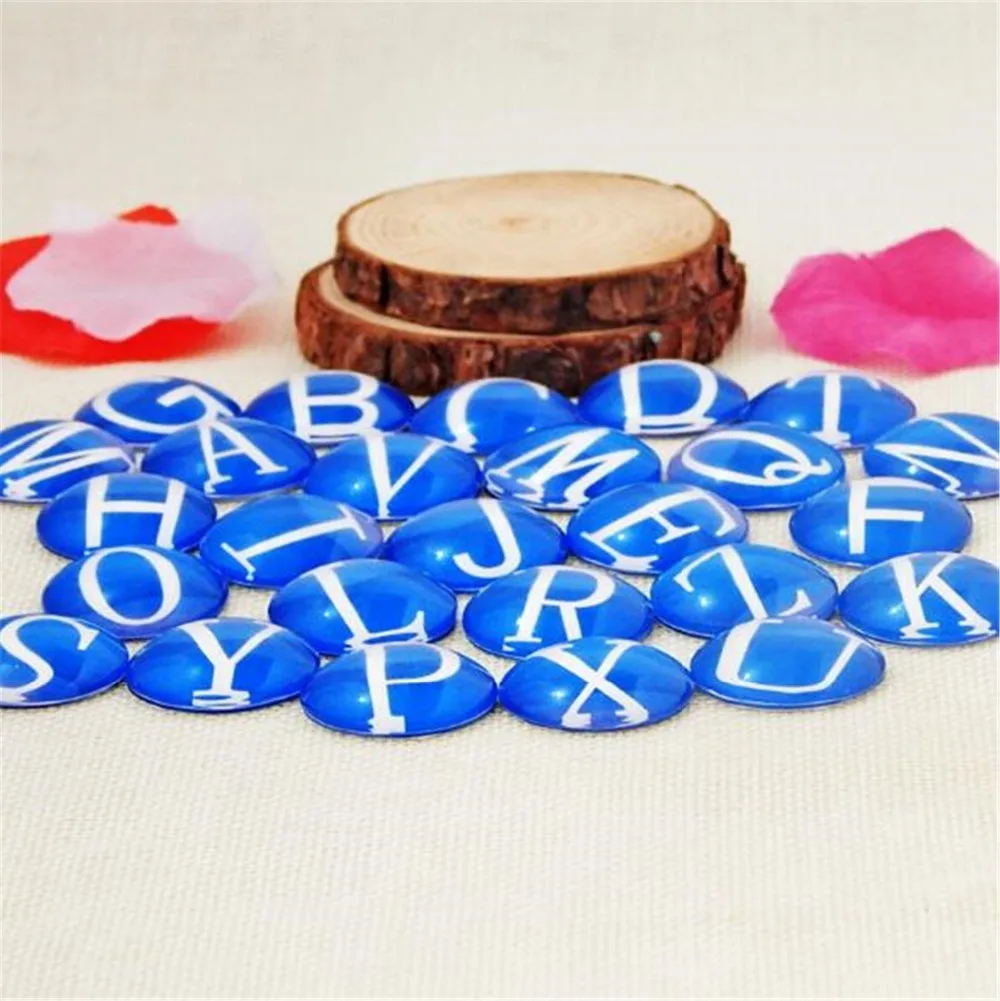 

50pcs Mix Letter Glass Cameo 8-15MM Handmade Glass Round Lover Jewelry Flatback Cabochon Crafts diy Charms Accessory