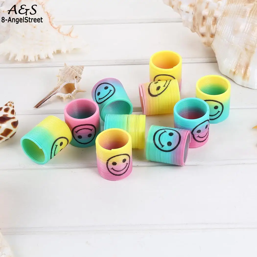 Новинка улыбающаяся Радуга Slinky пластик катушки Весна игрушечные лошадки