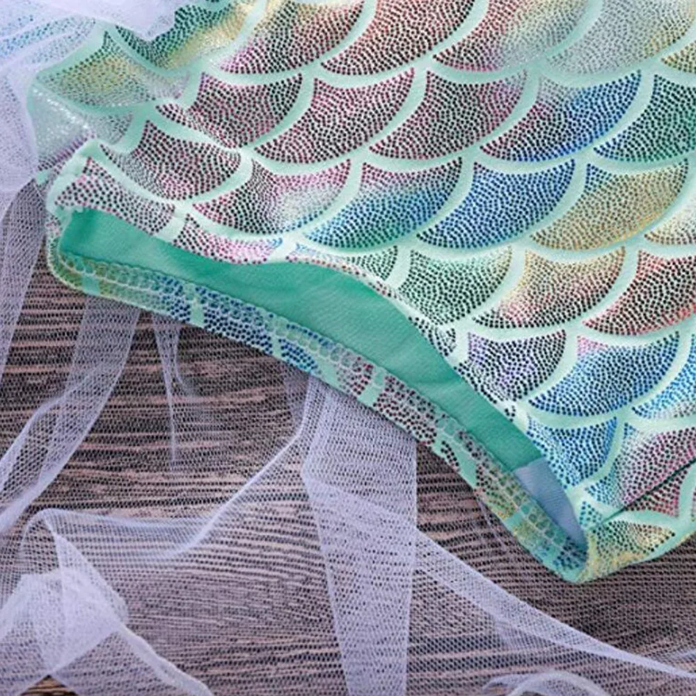 1 Pcs Beauty Toddler Baby Girls Mermaid Halter Romper Sunsuit With Tulle Skirt Bow Mesh Print Cute fashion Jumpsuit 3-18m | Детская