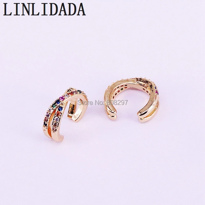 

8Pair Gold Color Shiny Colorful CZ Earrings Women/Girls Elegant Earring Fashion Jewelry Gift
