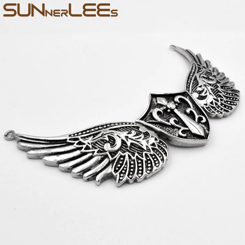SUNNERLEES 316L Подвеска из нержавеющей стали ожерелье хип-хоп Рок Панк Крылья Ангела