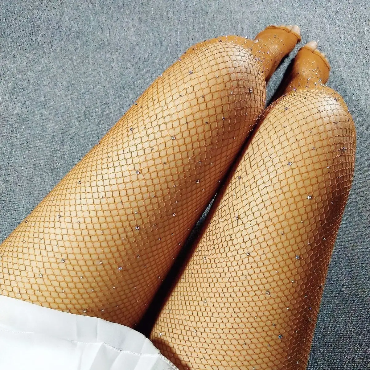 Чулки Женские Жаккардовые в сеточку со стразами tt045|Носки| |