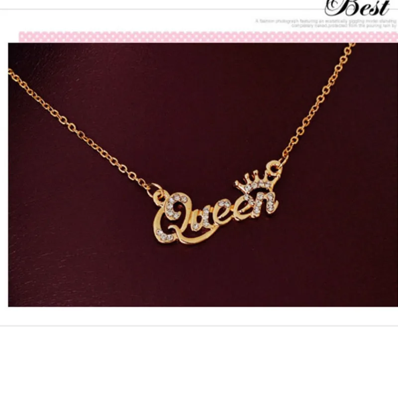 Luxury Gold Silver Color Queen Princess Crown Chain Necklace Zircon Crystal Women Fashion Jewelry Birthday Present M13 | Украшения и