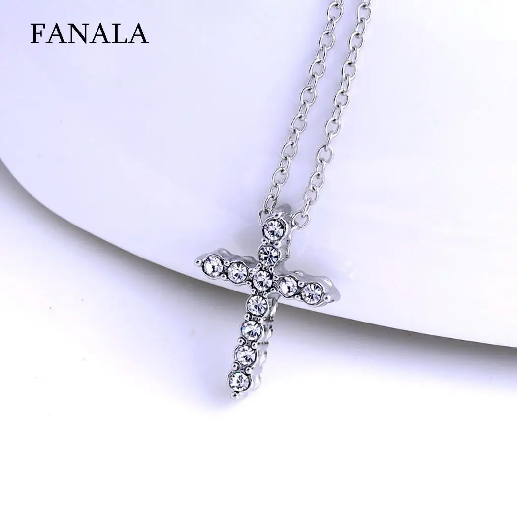 Women Elegant Fashion Rhinestone Inlay Cross Casual Party Daily Life Pendant Necklace Link Chain Gift | Украшения и аксессуары