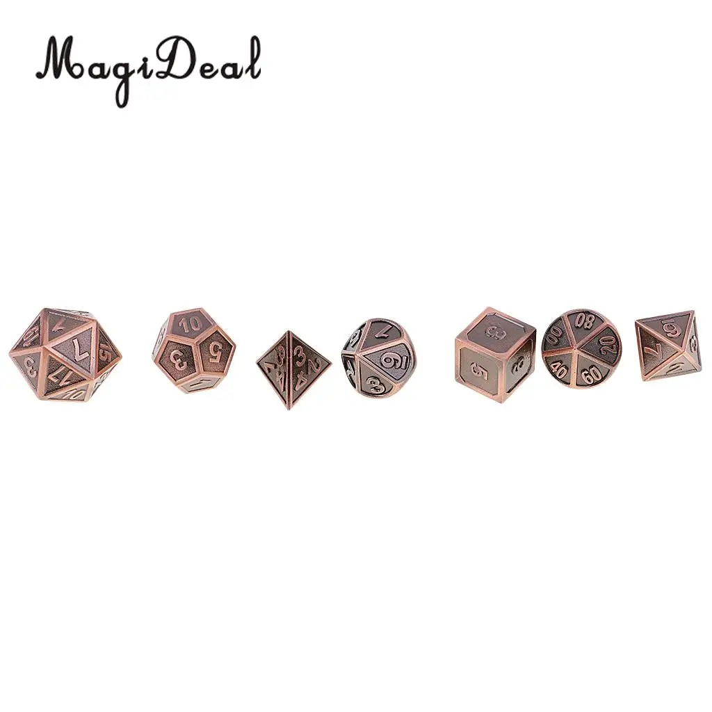 MagiDeal High Qaulity цинковый сплав мульти сторонний кубики 7 игральные кости набор для D &