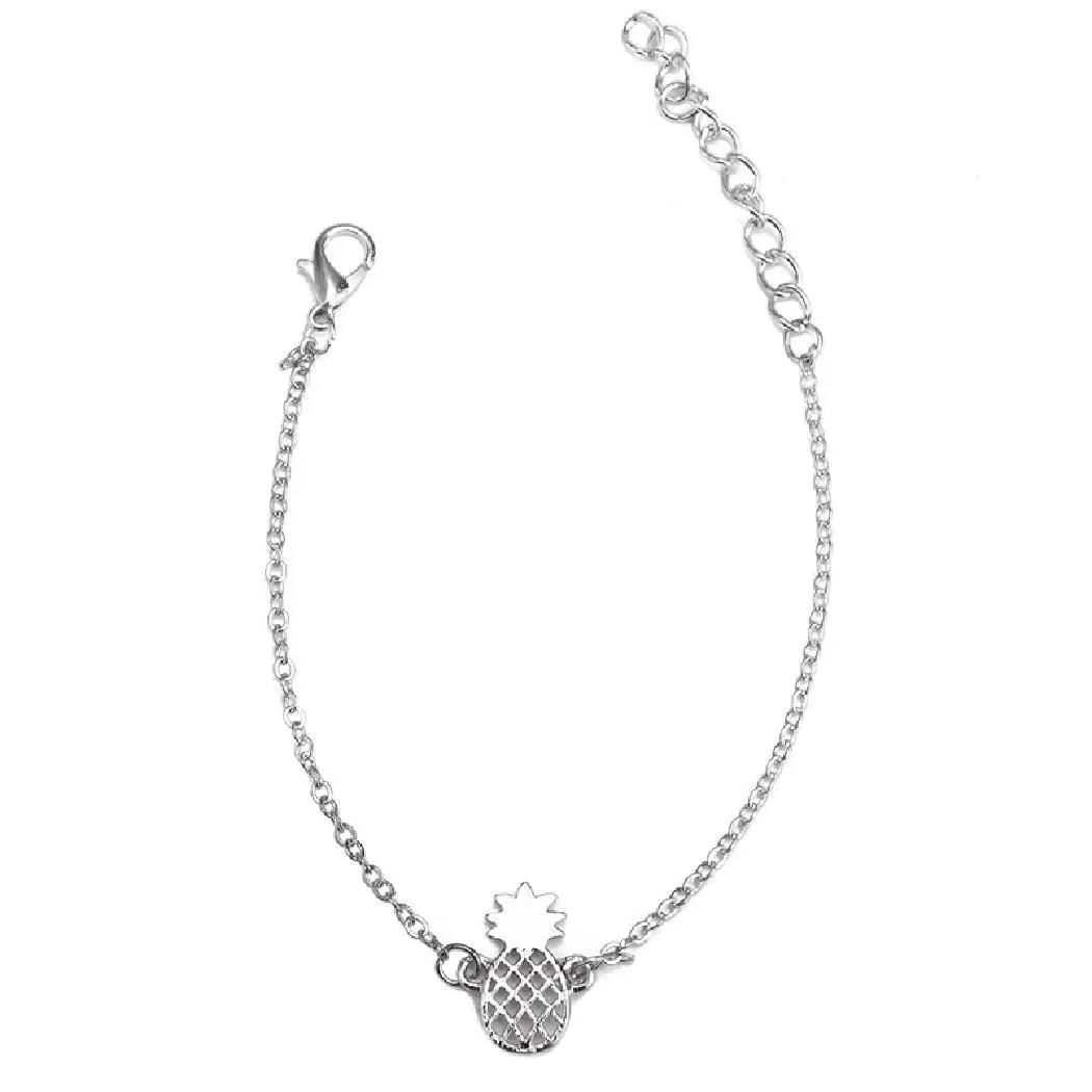 Adjustable Simple Chain Rose 5g Gold Alloy Women Buckle 2 Pineapple Bracelet Lobster Silver Shaped Casual Link | Украшения и