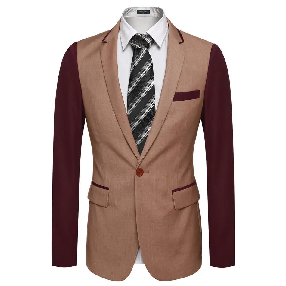 Coofandy для мужчин мода Slim Fit Нотч с длинным рукавом лоскутное повседневное одна