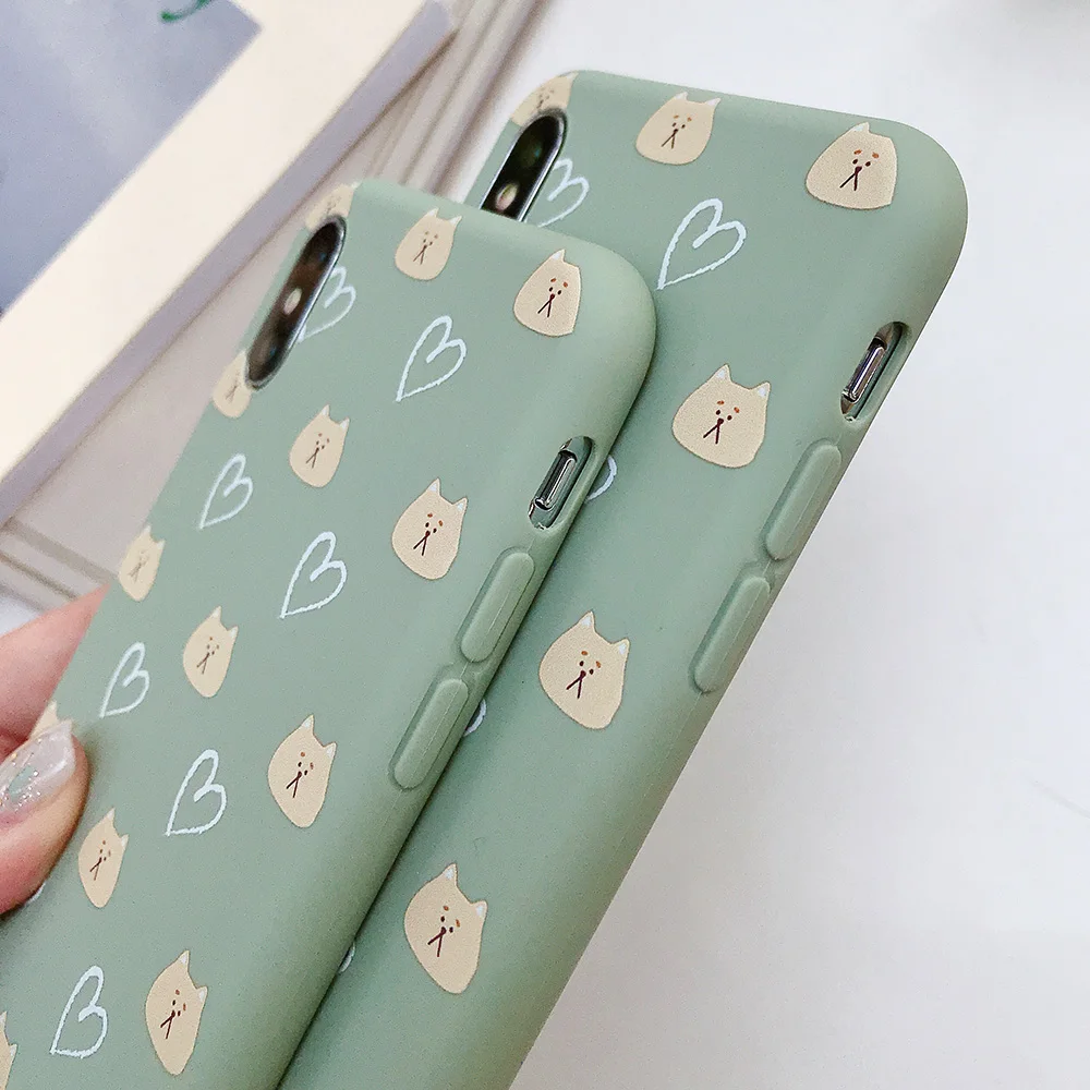 JONSNOW Matte Case for iPhone 7 8 Plus 6S 6P Soft Silicone XR X XS Max Love Heart Pattern Back Cover Capa Fundas |