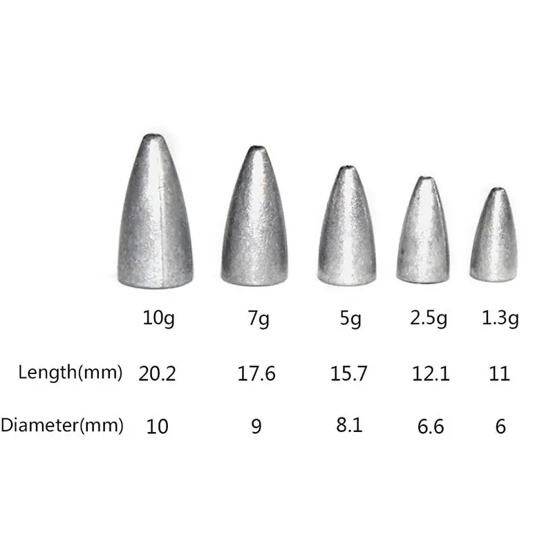 50 шт./упак. Вес Размеры 1 3g/2.5g/5g/7g/10g пуля Shaped s грузило для рыбной ловли рыболовного