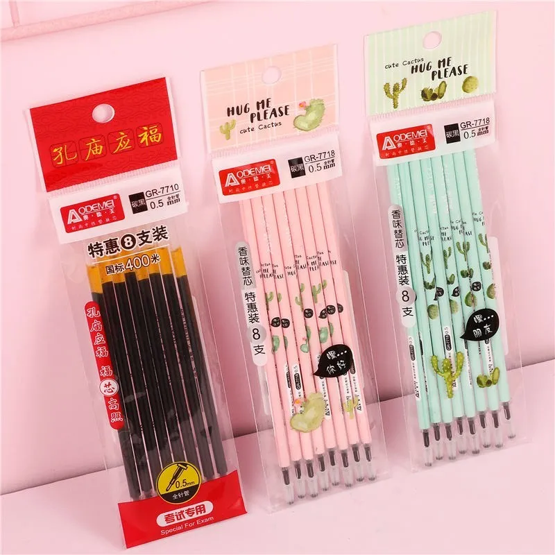 

1 Bag 0.5mm Kawaii Plastic Gel-ink Pen Refill Set Gel Pens Creative Student Stationery Material Office School Supplies 04264