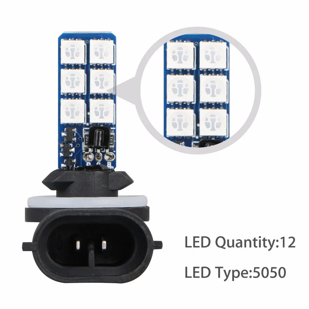 Mayitr 2 шт. 12V 881 5050 RGB 12LED автомобилей головной светильник тумана лампы высокой
