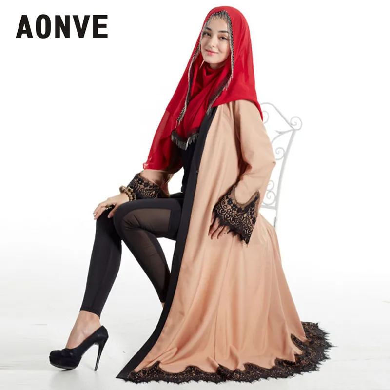 Aonve Abaya Дубай мусульманская одежда открытый кафтан для женщин мусульманский