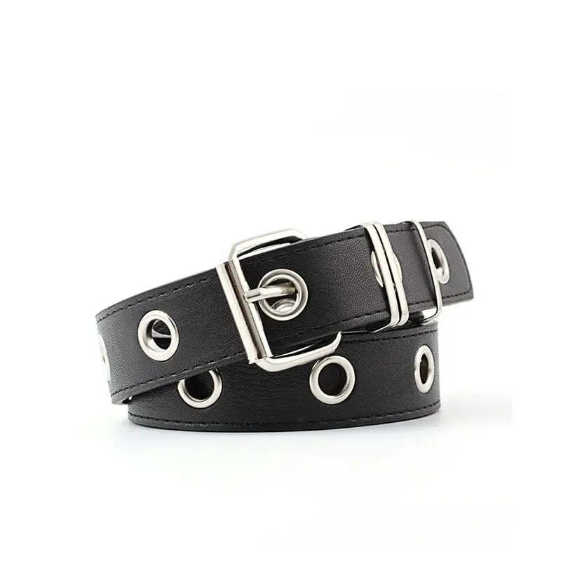 PU Leather Belt Women Harajuku Fashion Hot Punk Holes Designer 2019 Trendy Casual Off White Belts Girl Gothic Black Waist | Аксессуары