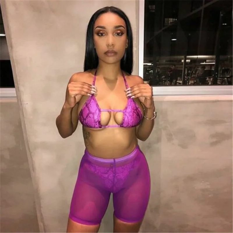 Сексуальные женские полупрозрачные сетчатые шорты с высокой талией бикини
