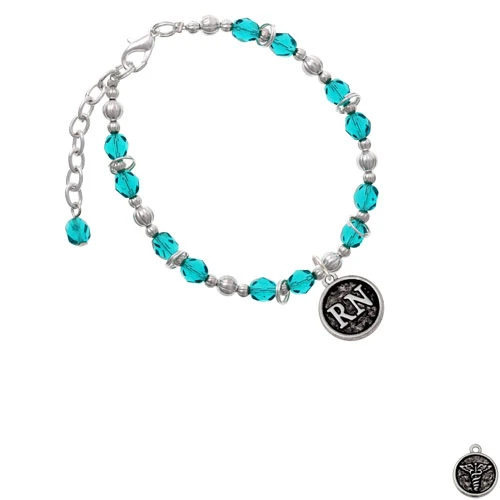 Браслет из бирюзового бисера Silvertone Nurse Caduceus Seal-RN | Браслеты
