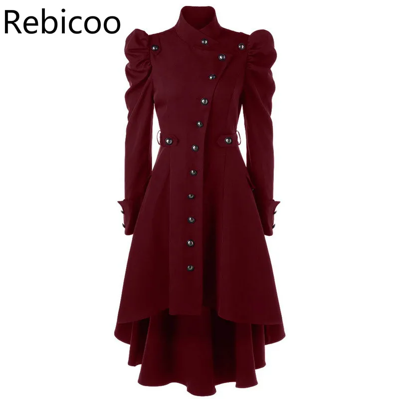 Женские Тренч британский стиль тонкий длинное пальто в стиле панк готика со