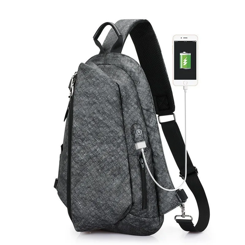 Fashion Waterproof Oxford Man Chest Bags Usb Charge Waist Pack Travel Fanny Capacity Men Casual Shoulder Messenger |