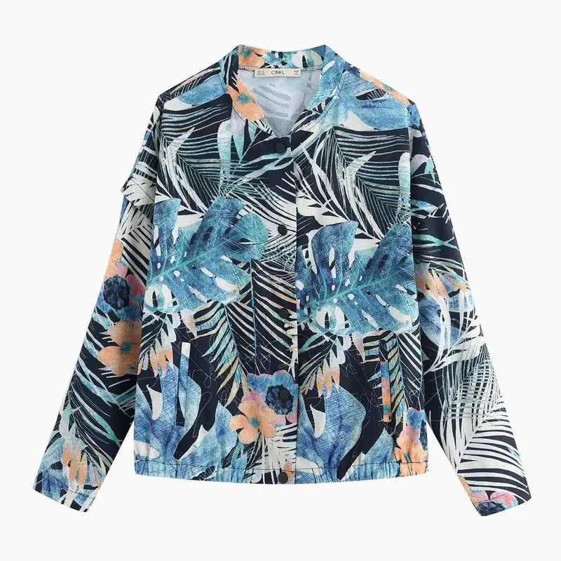 Для женщин весенняя куртка 2019 новая мода цветочные принты узор длинный рукав