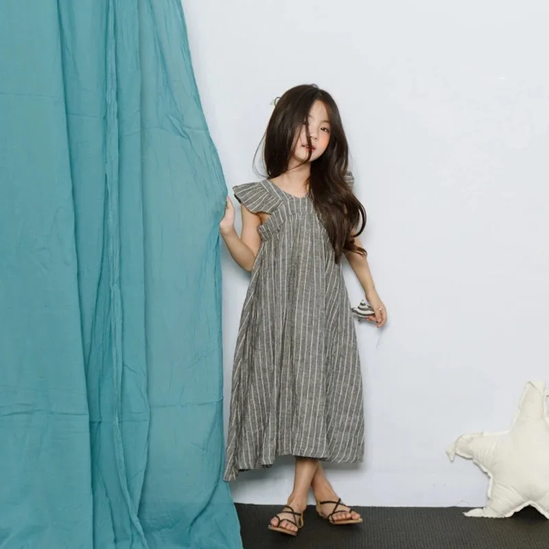 Maxi Long Summer Dress For Kids Flare Sleeve Toddler Party Princess Teen Girls Dresses Cotton Mother And Daughter Clothes 2021 | Детская
